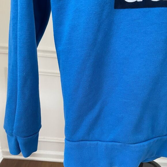 Adidas Blue Texture Trefoil Crew Neck Sweatshirt XS - Picture 5 of 8